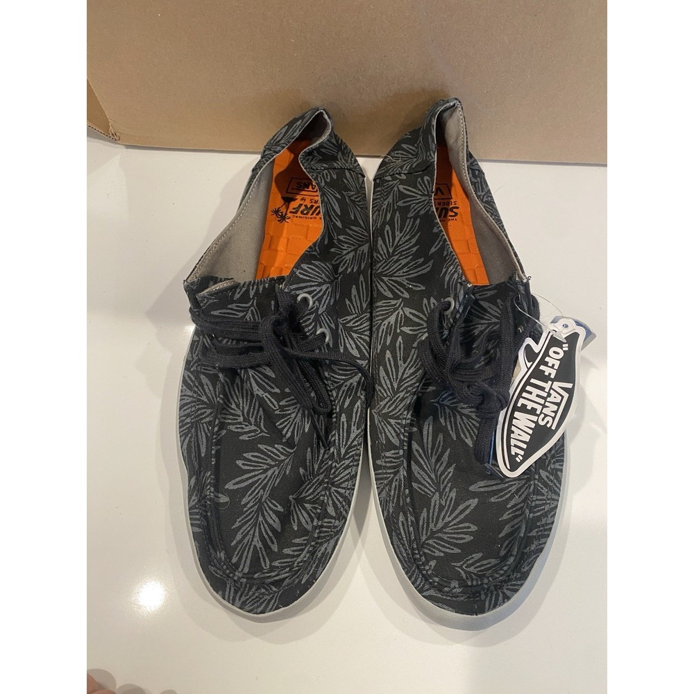 Vans Surf Siders Rata Vulc‎ Rare New W/ Tags (Aloha Leaf) Black/Pewter Size 13 M